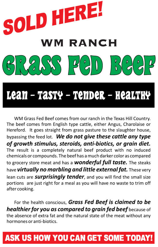 Taylor's Grass Fed Beef Available at Broke Mill RV Park